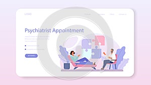 Psychiatrist web banner or landing page. Mental health diagnostic.