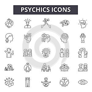 Psychics line icons, signs, vector set, outline illustration concept