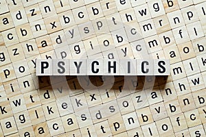 Psychics word concept on cubes