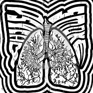 Psycho Smoke - vector illustration with lungs