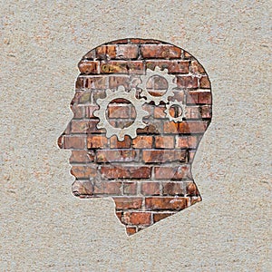 Psychological Concept on the Brick Wall.