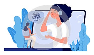 Psychological counseling concept. Vector online psychological assistance service illustration