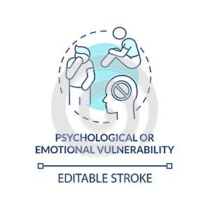 Psychological or emotional vulnerability blue concept icon
