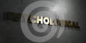 Psychological - Gold text on black background - 3D rendered royalty free stock picture