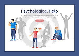 Psychological help landing page flat vector template.