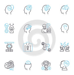 Psychological Help linear icons set. Therapy, Counseling, Support, Recovery, Healing, Empathy, Compassion line vector