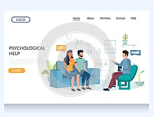 Psychological help vector website landing page design template