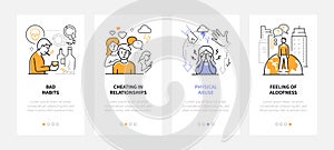 Psychological problems - line design style web banners