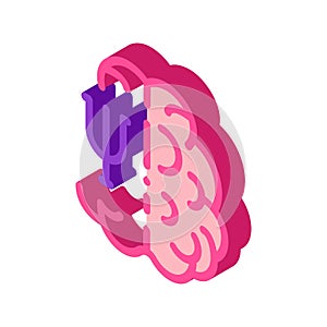 Psychologically studied side of brain isometric icon vector illustration
