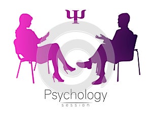 The psychologist and the client. Psychotherapy. Psycho therapeutic session. Psychological counseling. Man woman talking