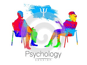 The psychologist and the client. Psychotherapy. Psycho therapeutic session. Psychological counseling. Man woman talking