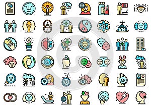 Psychologist icons set vector flat