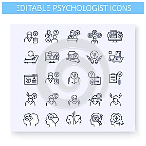 Psychologist line icons set. Editable