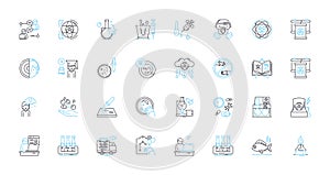 Psychology behaviorism linear icons set. reinforcement, punishment, conditioning, behavior, learning, stimulus, response