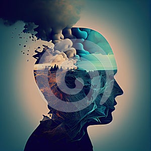 Psychology Concept, Human Head Silhouette, Psychotherapy, Mental Disorder Treatment