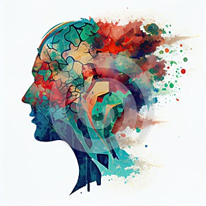 Psychology Concept, Human Head Silhouette, Psychotherapy, Mental Disorder Treatment