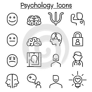 Psychology icon set in thin line style