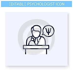 Psychology lecture line icon. Editable