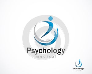 psychology logo creative people care health yoga hand creative concept