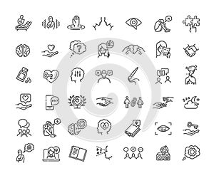 Psychology and mental line icons collection