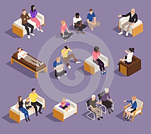 Psychology Psychotherapy Isometric Set