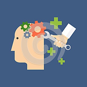Psychology, psychotherapy, mental healing concept. Flat design. photo