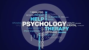 Psychology therapy help office psychologist psychiatry female therapist advice psychotherapy professional animated word photo