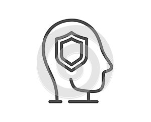 Psychology therapy line icon. Protect mental health sign. Vector