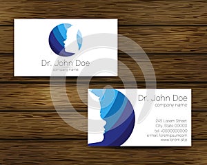 Psychology vector visit card Puzzle Autism Modern logo. Creative style. Design concept for Brand company. Blue color