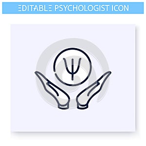 Psychology volunteering line icon. Editable