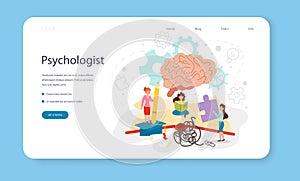 Psychology web banner or landing page. People's mental