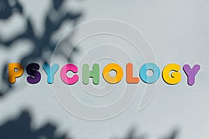 Psychology word multicolored wooden letters