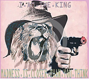 Psychopath, lion the king - An hand drawn vector
