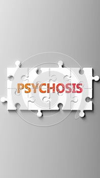 Psychosis complex like a puzzle - pictured as word psychosis on a puzzle pieces photo