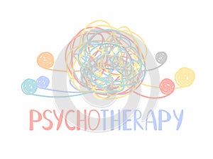 Psychotherapy abstract color tangle of mental disorders