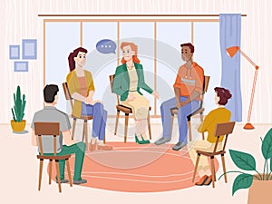 Psychotherapy, people group therapy with counselor