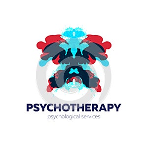 Psychotherapy and psychological services logo. Vector illustration with rorschach test inkblots.