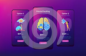 Psychotherapy and psychology app interface template.