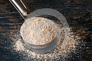 Psyllium Husk Fiber Spilled from a Teaspoon