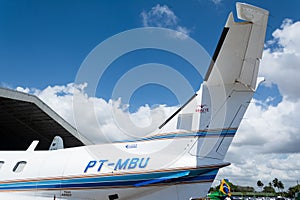 PT-MBU plane from the Brazilian air force on display at the military base in the city of Salvador, Bahia