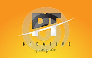 PT P T Letter Modern Logo Design with Yellow Background and Swoosh.