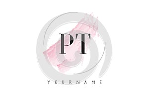 PT P T Watercolor Letter Logo Design with Circular Brush Pattern