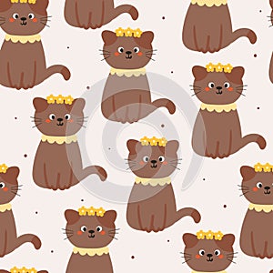 Seamless pattern cute cartoon cats. for kids wallpaper, fabric print, gift wrapping paper