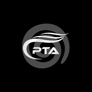 PTA letter logo design on black background.PTA creative initials letter logo concept.PTA letter design
