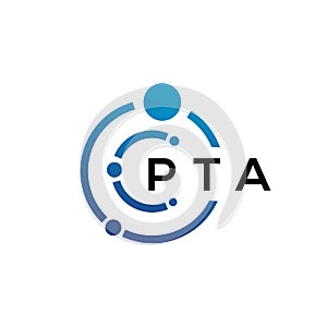 PTA letter technology logo design on white background. PTA creative initials letter IT logo concept. PTA letter design photo