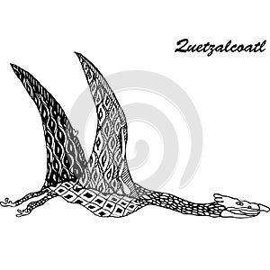 Pterodactyl - prehistoric monster. Antistress Coloring Book for adults.