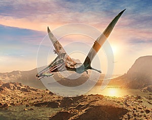 Pterosaur scene 3D illustration