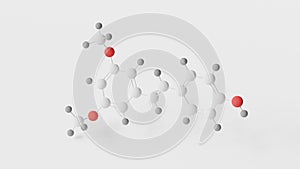 pterostilbene molecule 3d, molecular structure, ball and stick model, structural chemical formula stilbenoid