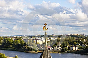 Ptop view of the Kotorosl River in Yaroslavl in summer, Russia