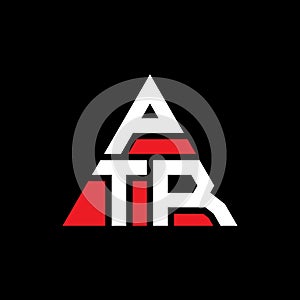 PTR triangle letter logo design with triangle shape. PTR triangle logo design monogram. PTR triangle vector logo template with red